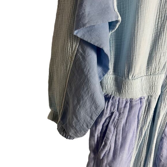 Paradised Blue Colorblock Long Sleeve Sporty Zip Up Jumpsuit Size Medium - Picture 8 of 16